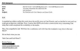 Illustration for article titled "Am I Sick? Are We All Sick?": Overwrought Things The Media Wrote To Auburn's PR Guy During Cam Newton's Wild 2010 Season